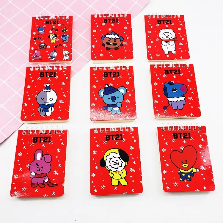 

Creative BT21 Bangtan boys red notebook notepad coil Book Bangtan boys memo pads Korean stationery school supplies