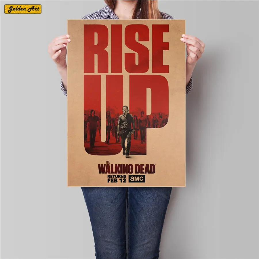 

Walking dead US Movie Kraft Paper poster vintage print painting bar cafe wall sticker home decoration 45.5x31.5cm