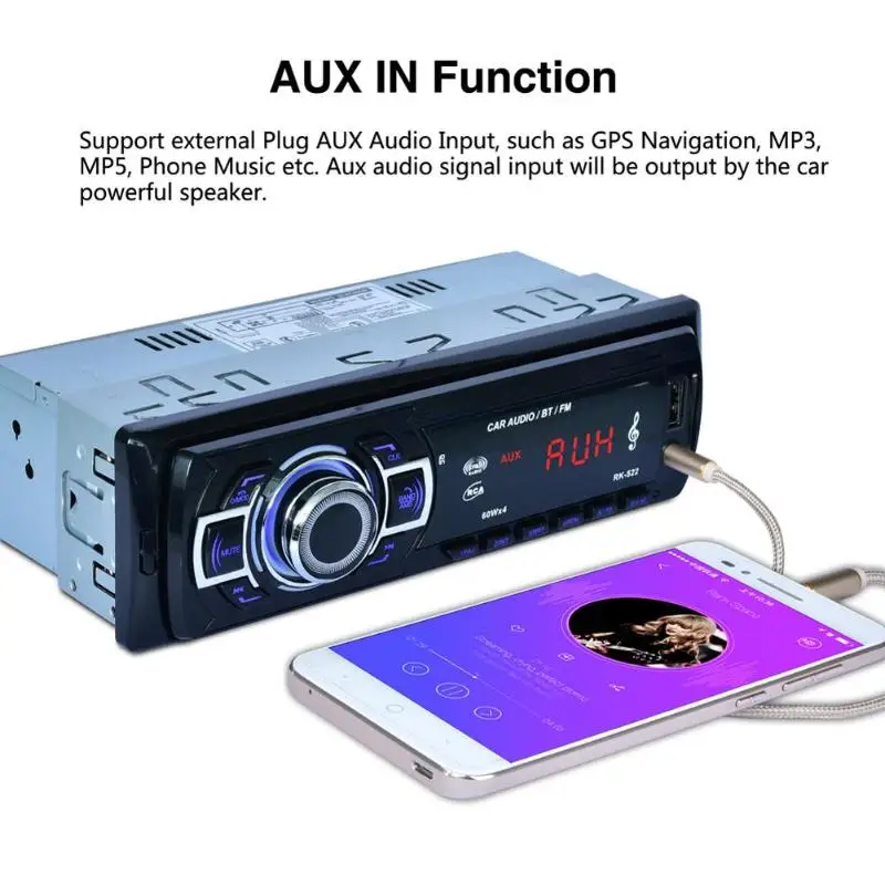 12V 1Din In Dash MP3 мультимедийный плеер AUX IN USB SD карта автомобильное радио Bluetooth стерео
