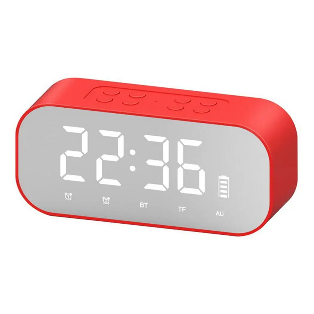 

Portable Wireless Bluetooth Speaker Bass LED 3W x 2 Display 8h DC 5V Alarm 8h Clock 5% 2h 95DB with Mirror V5.0