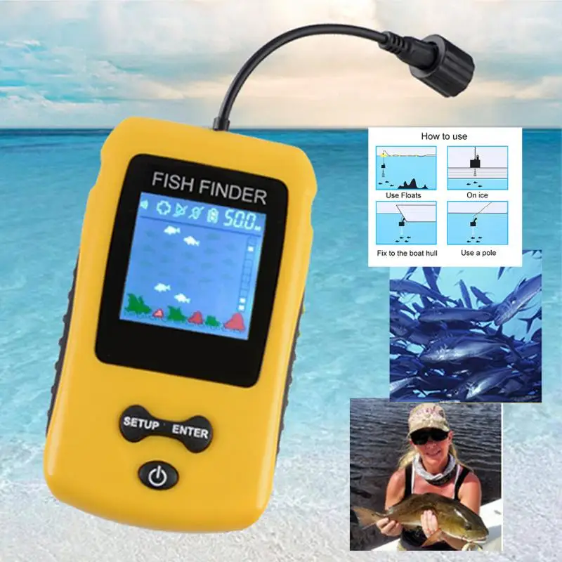 

Portable Fish Finder Ultrasonic Alarm Wired Fishing Supplies LCD Display