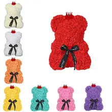 Имитация розы медведь 25 см цветы из материала pe Медведь кукла День Святого Валентина День рождения украшения