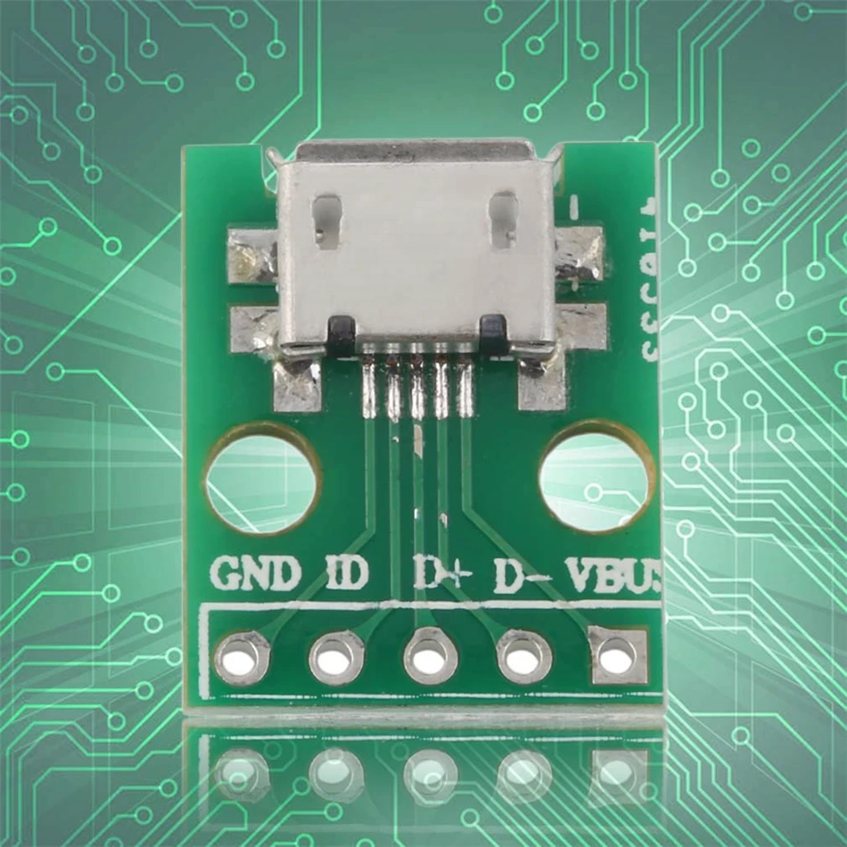 

20pcs Micro USB to DIP Adapter Connector Module Board Panel Female 5-Pin Pinboard 2.54mm Micro USB PCB
