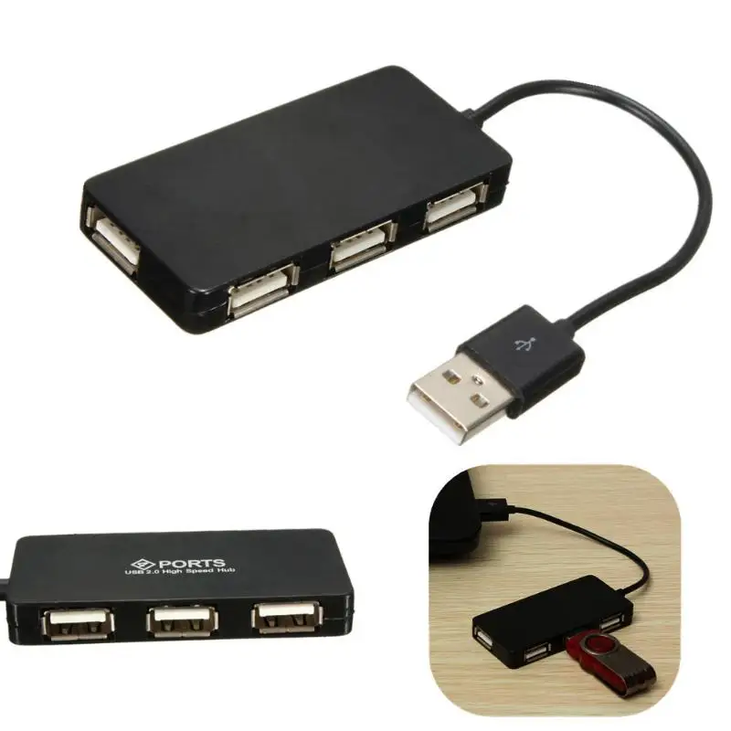 USB концентратор 4 порта высокая скорость USB 2,0 концентратор многопортовый usb-адаптер расширение usb Передняя панель ПК ноутбук компьютер