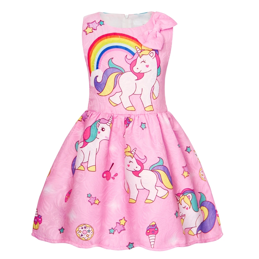 

AmzBarley Little Girls Dress Stars Rainbow Unicorn Costume Cartoon Print Sleeveless Dress Up Cosplay Birthday Party Clothes
