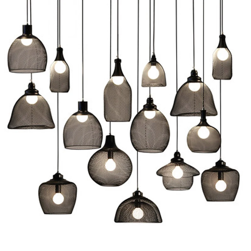 

SETTEMBRE Design Light Lampen Industrieel Retro Iron Mesh Hanging Light Bar Creative Light Lamp Bird Cage Restaurant Lamps