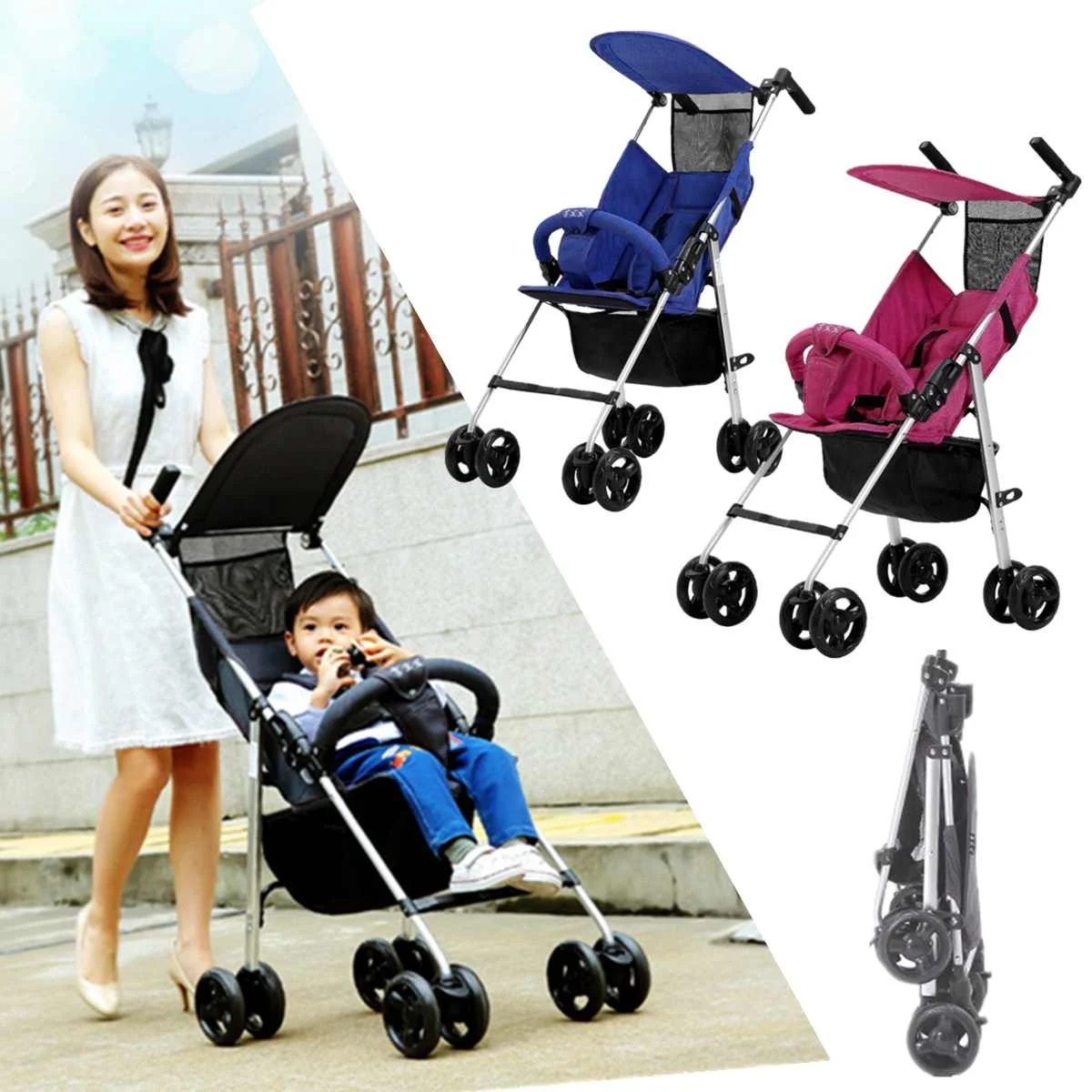 

Aluminium Alloy Baby Strollers Foldable Lightweight Baby Stroller Outdoor Activity Kids Toddler Stroller for 6-36 Month Baby