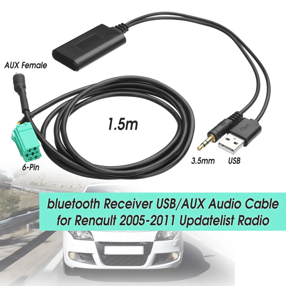 2 в 1 беспроводной bluetooth приемник автомобильный стерео USB/AUX аудио AUX кабель музыкальный адаптер для Renault 2005-2011 Updatelist радио комплект