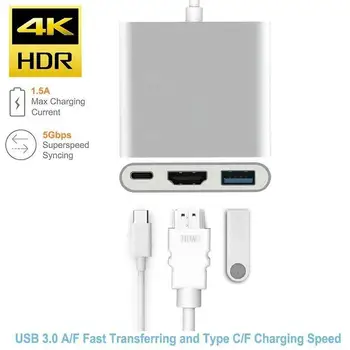 

HobbyLane TYPE-C-HDMI Type C Hub HDMI 4K Adapter C to Converter with 3.0 and 3.1 Charging Port for Retina MacBook d25