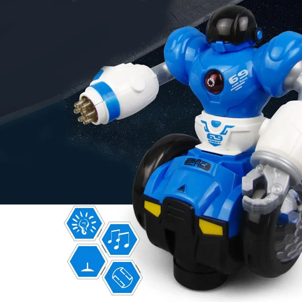 Fun Laser Robot Driving Electric Rotating Light Music move Model Toy easy disassembly For AA battery(not included) Random color