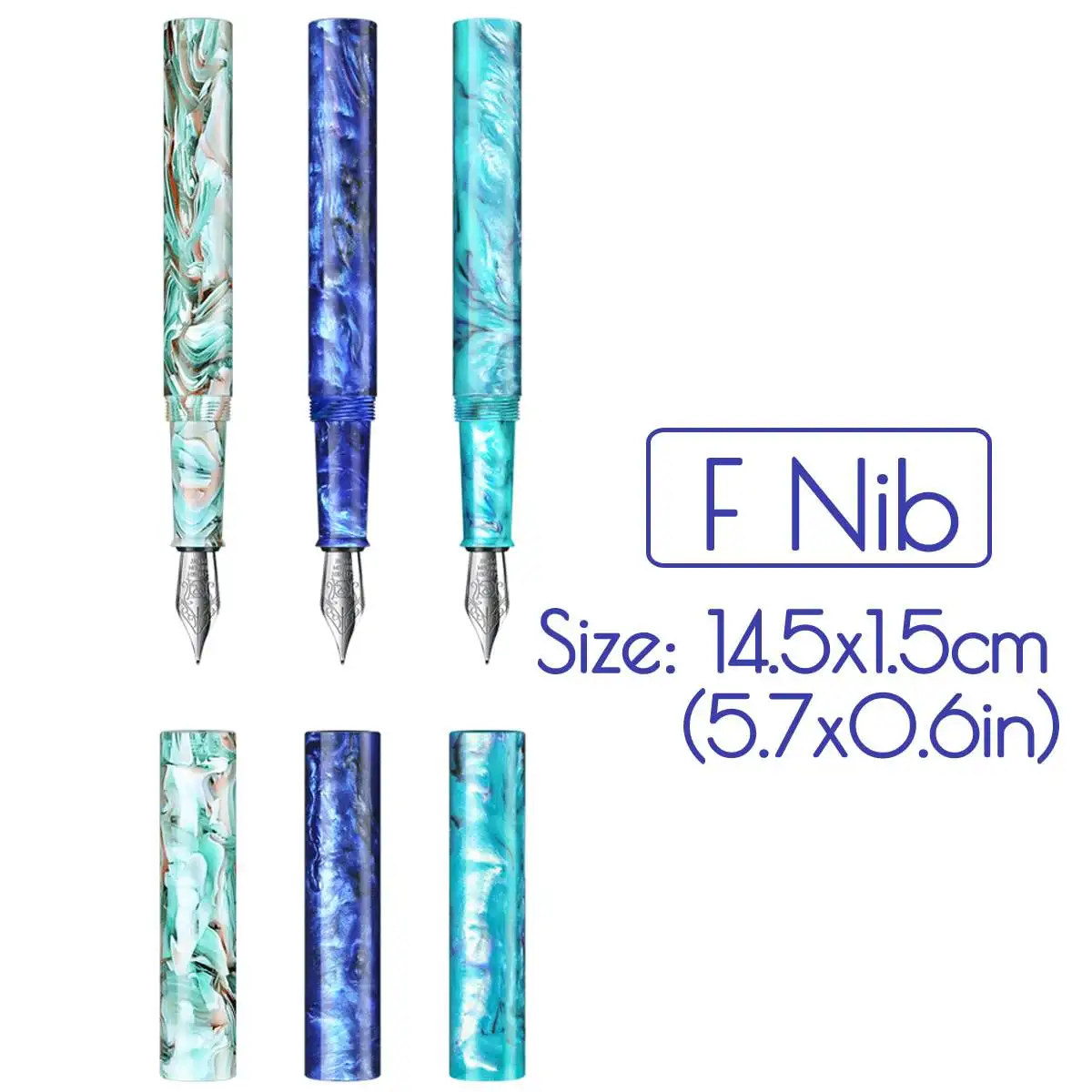 

KICUTE High Quality Business F Nib Fountain Pen Resin Acetate Pen With Gift Box For Christmas Gift Wedding Signing