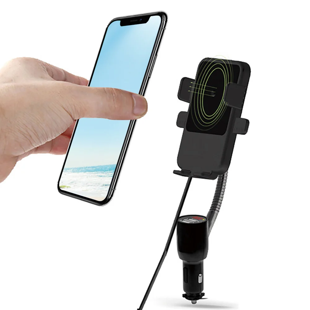 

Phone Holder Mount Qi Cigarette Lighter Car Charger Multifunction Universal Dual USB Wireless Charging &1124