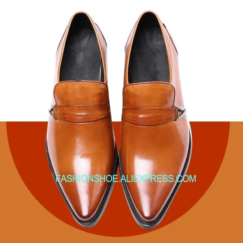 

Full Grain Leather Mens Formal Business Shoes Flat heel Wedding Party Shoes Hombre