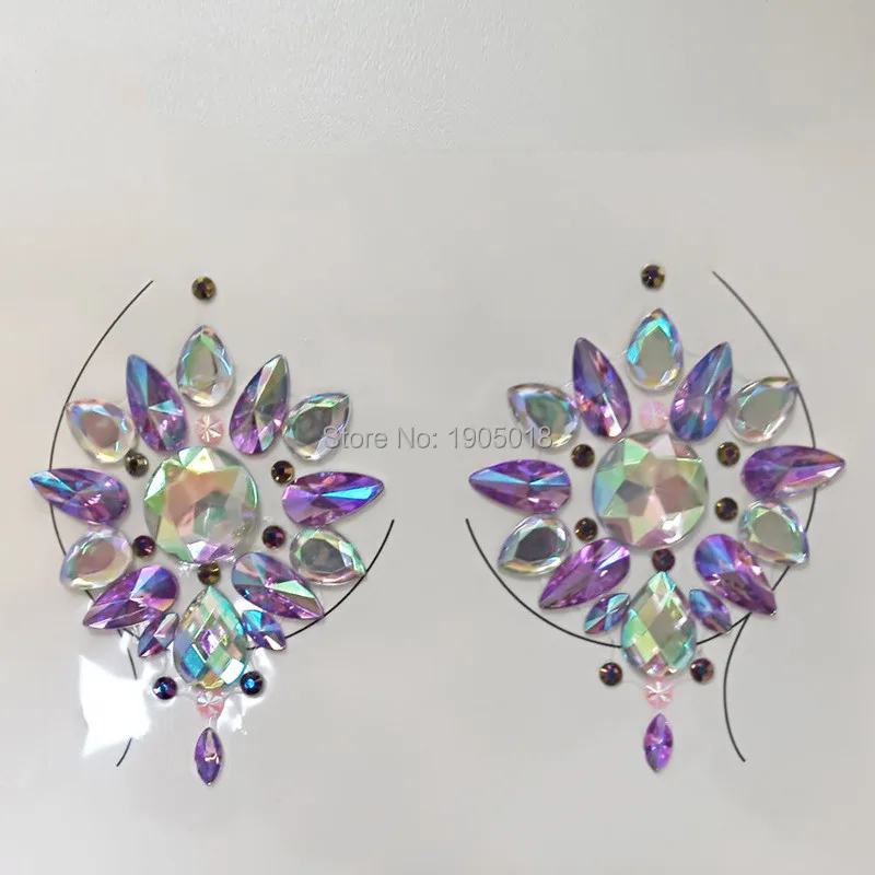 Promotion 50 pcs Adhesive Sticky Gems Sticker Makeup Face Boob Jewel