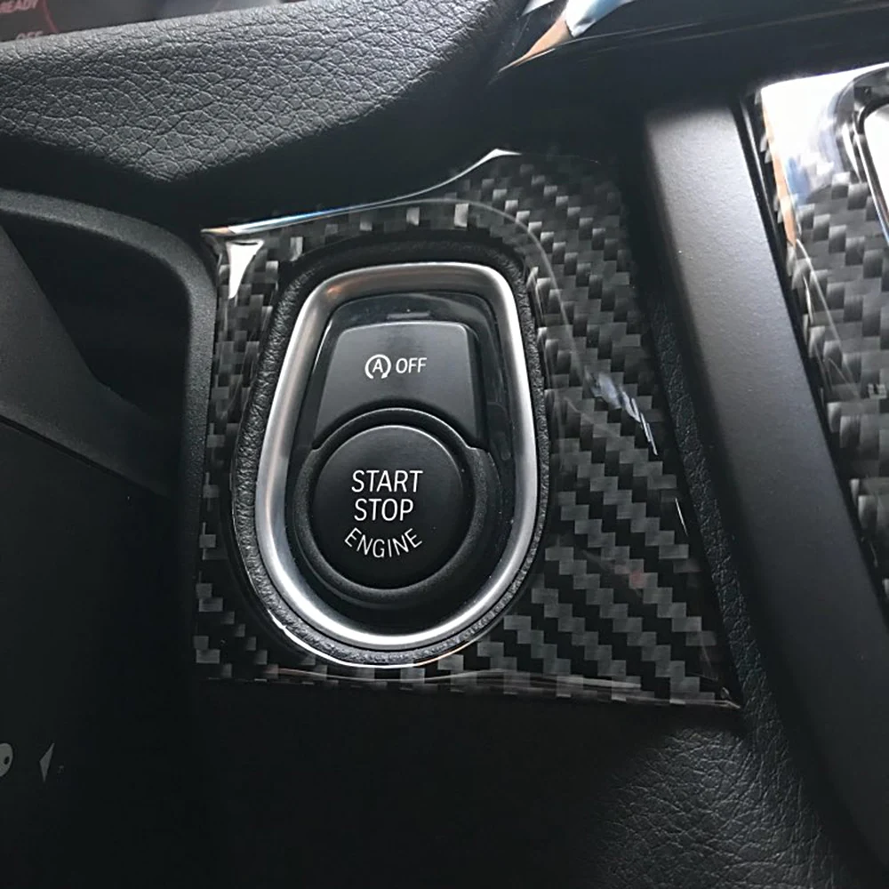 

Car Interior Carbon Fiber Car Start Stop Button Cover Engine Button Cover Sticker Trim for BMW F30 F31 F32 F33 F34 (2012-2020)