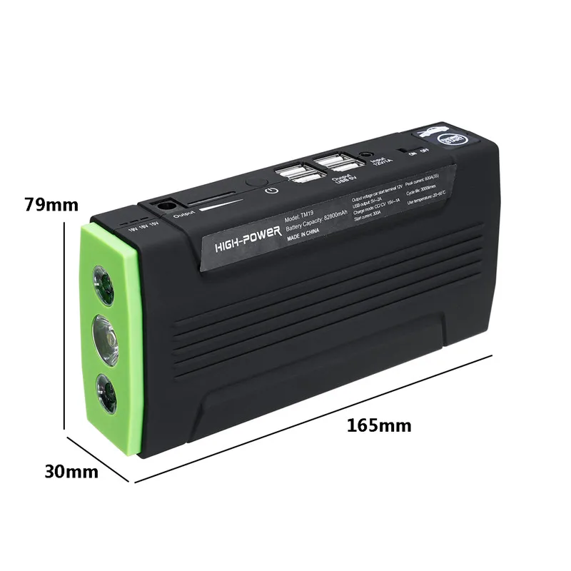 Autoleader Multi-Function Portable 12V Car Jump Starter 600APeak 82800mAh Battery Booster Power Bank For Car Charger 4 USB Port