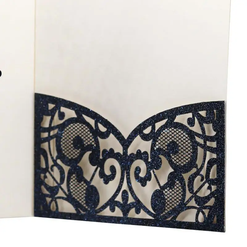  10PCS European Style Glitter Invitations Laser Cut Wedding Invitations Cards Festive Greeting Cards - 32986749743