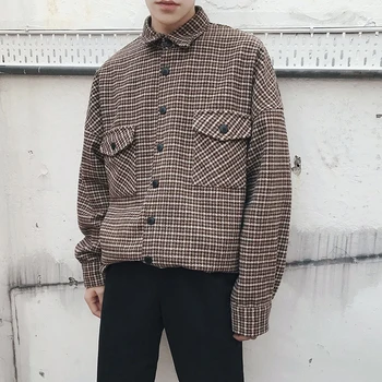 

2019 New Spring camisa Classic Style Coat Plaid Long-sleeves Shirt men Loose French Cuff Brand Fashion Trend SIZE M-XL