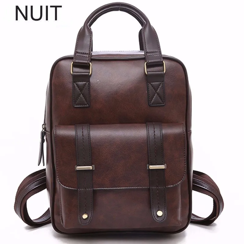 

Soft Pu Vintage Leather Women Backpack For Quality Luxury Female Bookbags Fashion Backpack Bags School College Student Bag