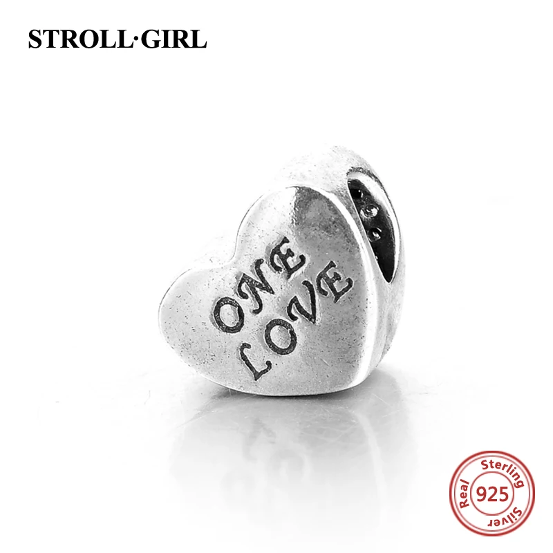 

StrollGirl 100% Authentic 925 Sterling Silver Heart Shape Charm Beads Fit Pandora Bracelet Pendants DIY Original Jewelry