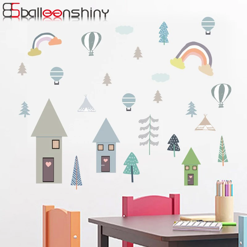 

BalleenShiny Cartoon Forest Trees DIY Wall Sticker Lovely Nordic Style Kids Room Nursery Dorm Mural Decals Cabinet Fridge Decor