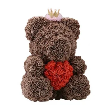 

Festival Souvenir Gifts 25Cm Rose Bear Creative Pe Artificial Rose Toy To Girlfriend Fake Flowers For Valentine'S Day Love Gif
