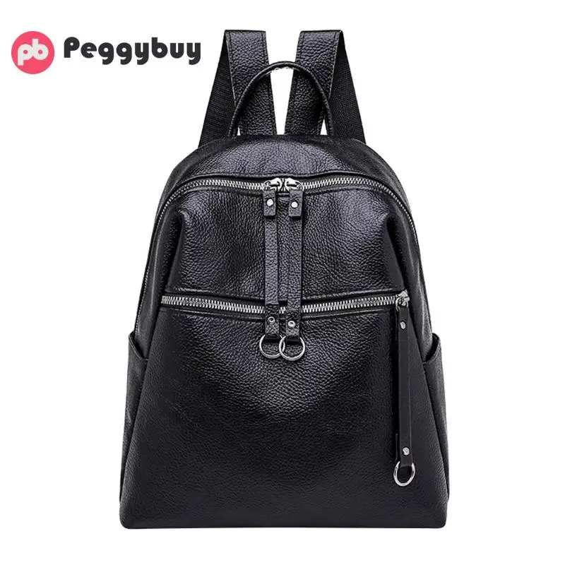 

Fashion Backpack PU Leather Shoulder Bag Travel school bags for teenage girl Black leather backpack Mochila Feminina Women's bag