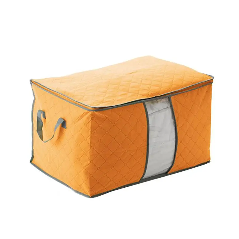 Large Pillow Box Foldable Clothes Blanket Underbed Storage Bag Container Organizer Compact Space Saver (Orange) | Дом и сад