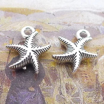

20pcs Exquisite starfish charms 16*14mm pendants Antique silver bag Handmade earring bracelet necklace anklet Component DIY