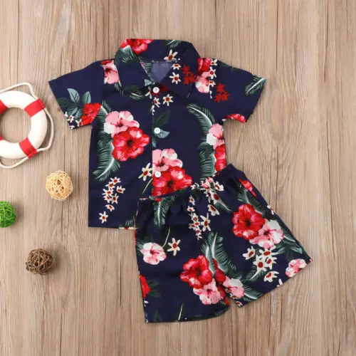 

Toddler Infant Kid Baby Boys Summer Beach Clothes T-shirt Tops+Pants Outfits Set