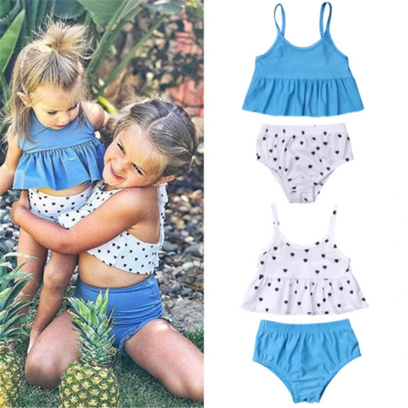Cute Big/Little Sister Matching Bikini Set Fashion Kids Baby Girls Dot