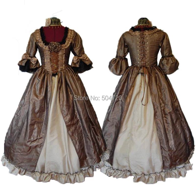 

Tailored! brown Royal 18 Century French Duchess Retro medieval Renaissance Reenactment Theatre Civil war Victorian dress HL-448
