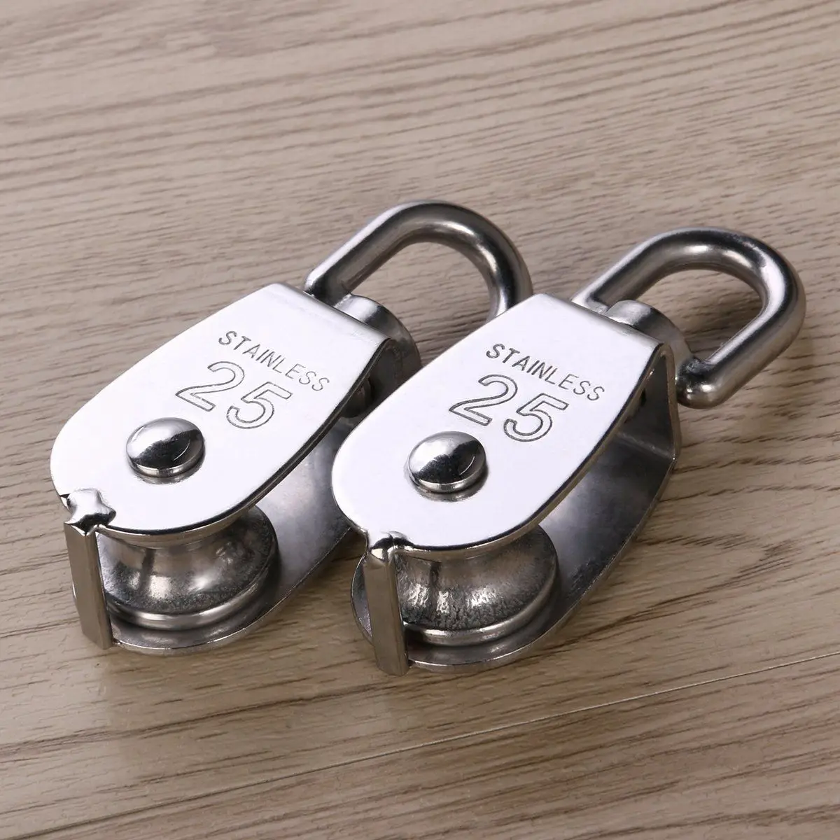 2Pcs Stainless Steel M25 Single Pulley Steel Wire 400kg 25MM Pulley Single Wheel Swivel Lifting Rop