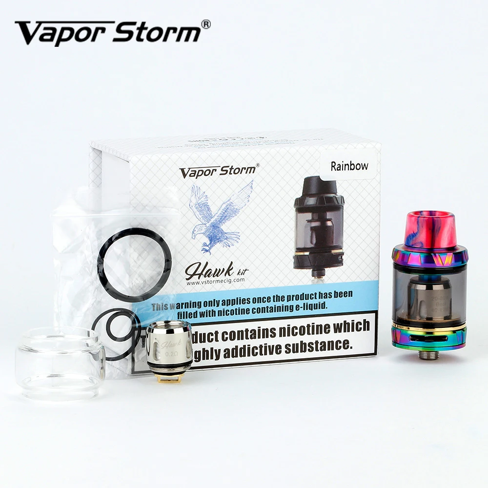 

100% Original Vapor Storm Hawk Tank 2ml Capacity with 0.2ohm mesh coil Electronic Cigarette Vape Atomizer/Tank vs Zeus X / Ammit