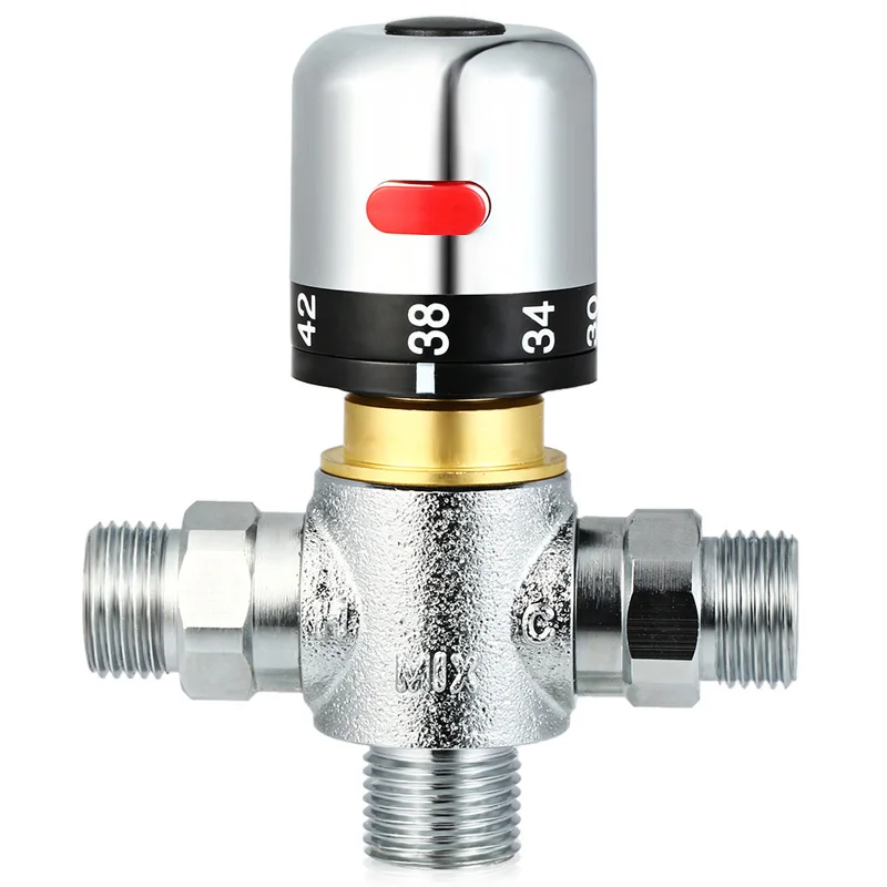 

G1/2" Thermostatic Mixing Faucet Solar Hot Cold Water Heater Valve Copper Shower