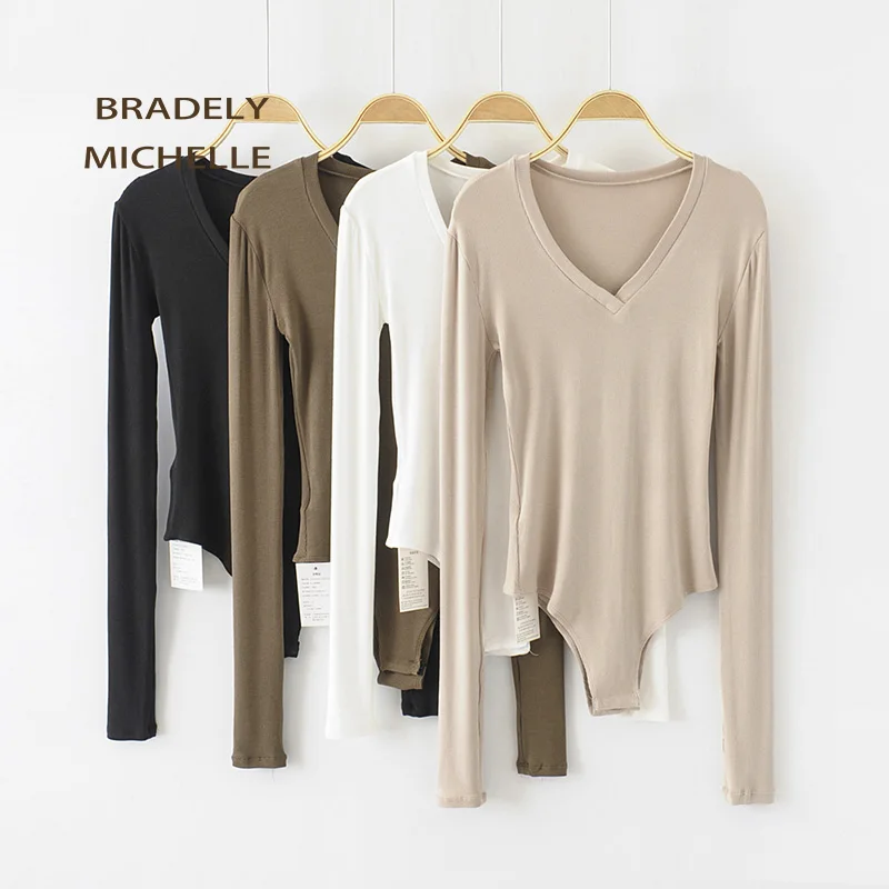 Slim Long Sleeve V-Neck Bodysuit 1