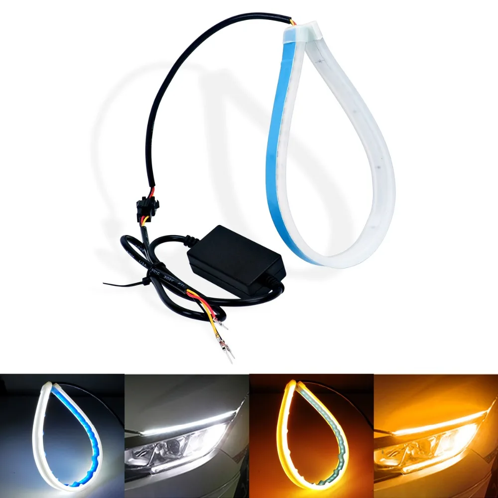 

2pcs 30cm/45cm/60cm Ultrafine Soft Tube car LED Strip light Angel Eye DRL Daytime Running light Headlight Lamp 12V Turn signal