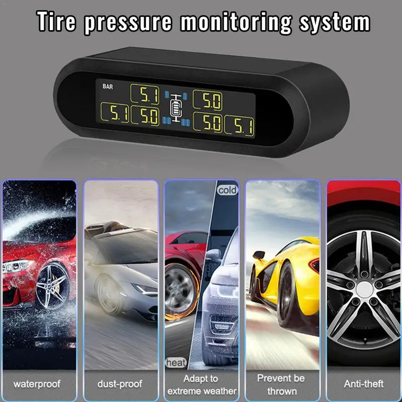 Автомобильная система контроля давления в шинах TPMS, Супер lcd, универсальная, для 6 колес, автобуса, микроавтобуса, с 6 датчиками, давление в шинах