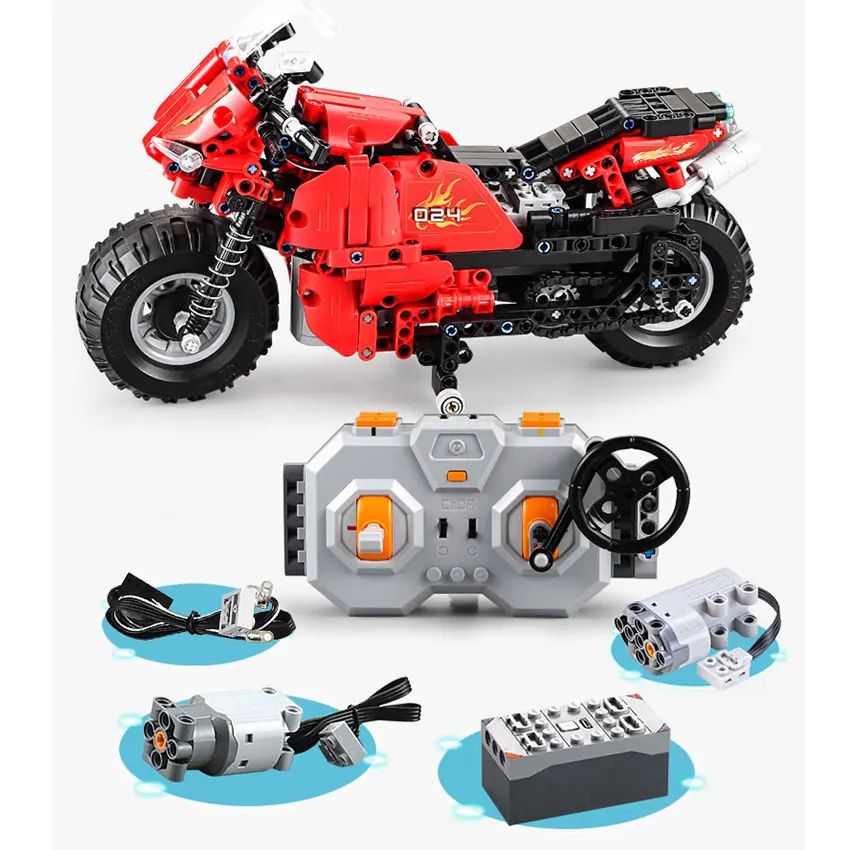484 шт. MOC RC гоночный мотоцикл модель строительные блоки набор совместимых Letgoes technic