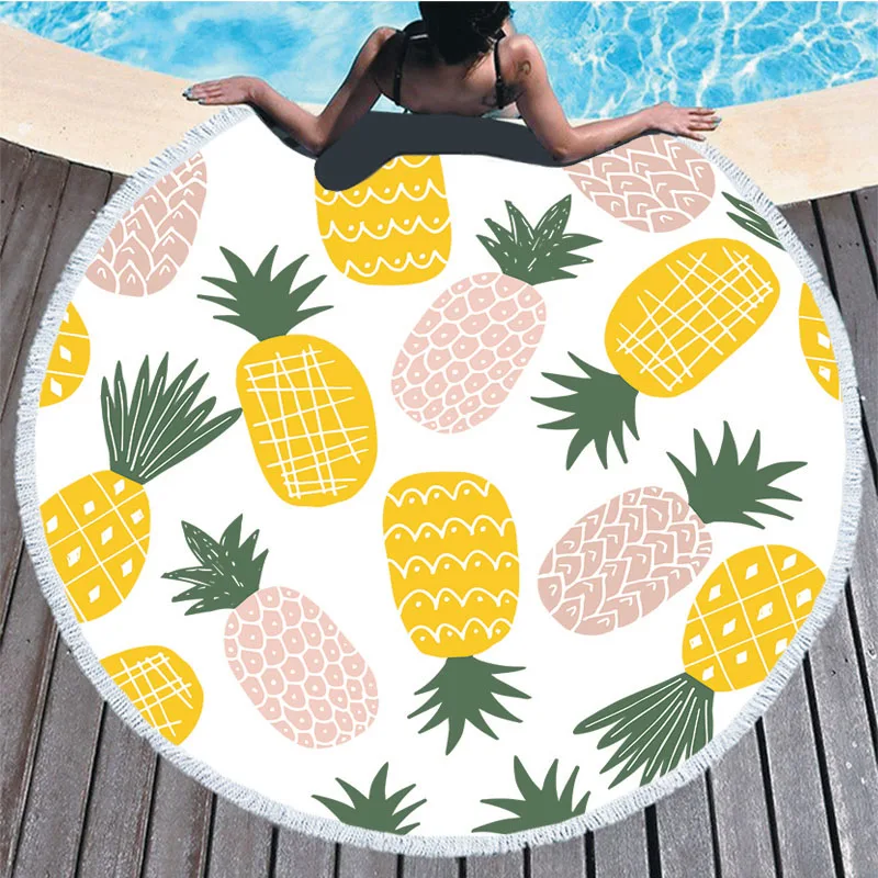 

Pineapple Beach towel Toalla Playa Toalha De Praia Toalla Playa Grande Bath Towels for Adult Round Beach Towel Microfibre Towel