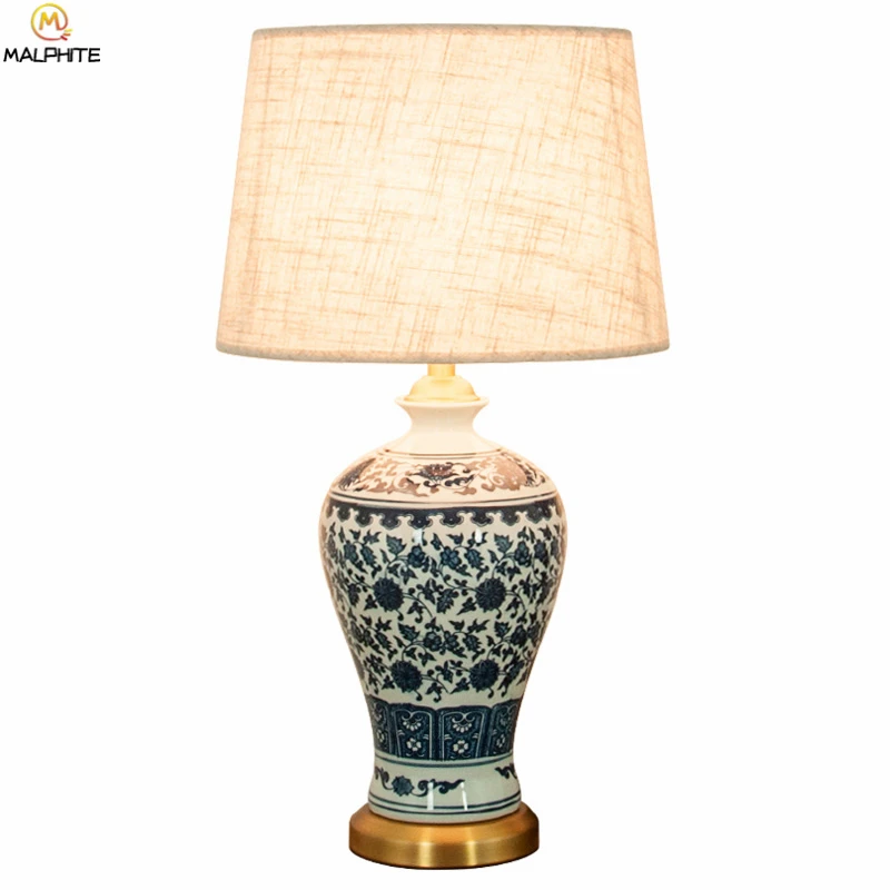 

Chinese Desk Lamps Ceramic Retro LED Table Lamp Bedroom Bedside Lamps Table Living Room Vintage Desk Lights Decoration Luminaire