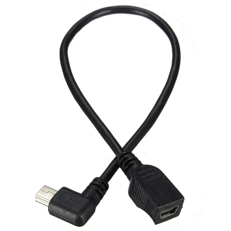 

GPS Mini USB 5Pin 90 Degree Left Angled Male to Female Extension Data Cable 24cm