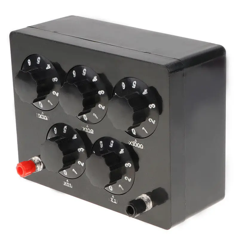 

Black Resistance Box Iron Variable Decade Resistor Resistance Box 0-9999.9 Ohm 165x125x60mm For Physical Teaching