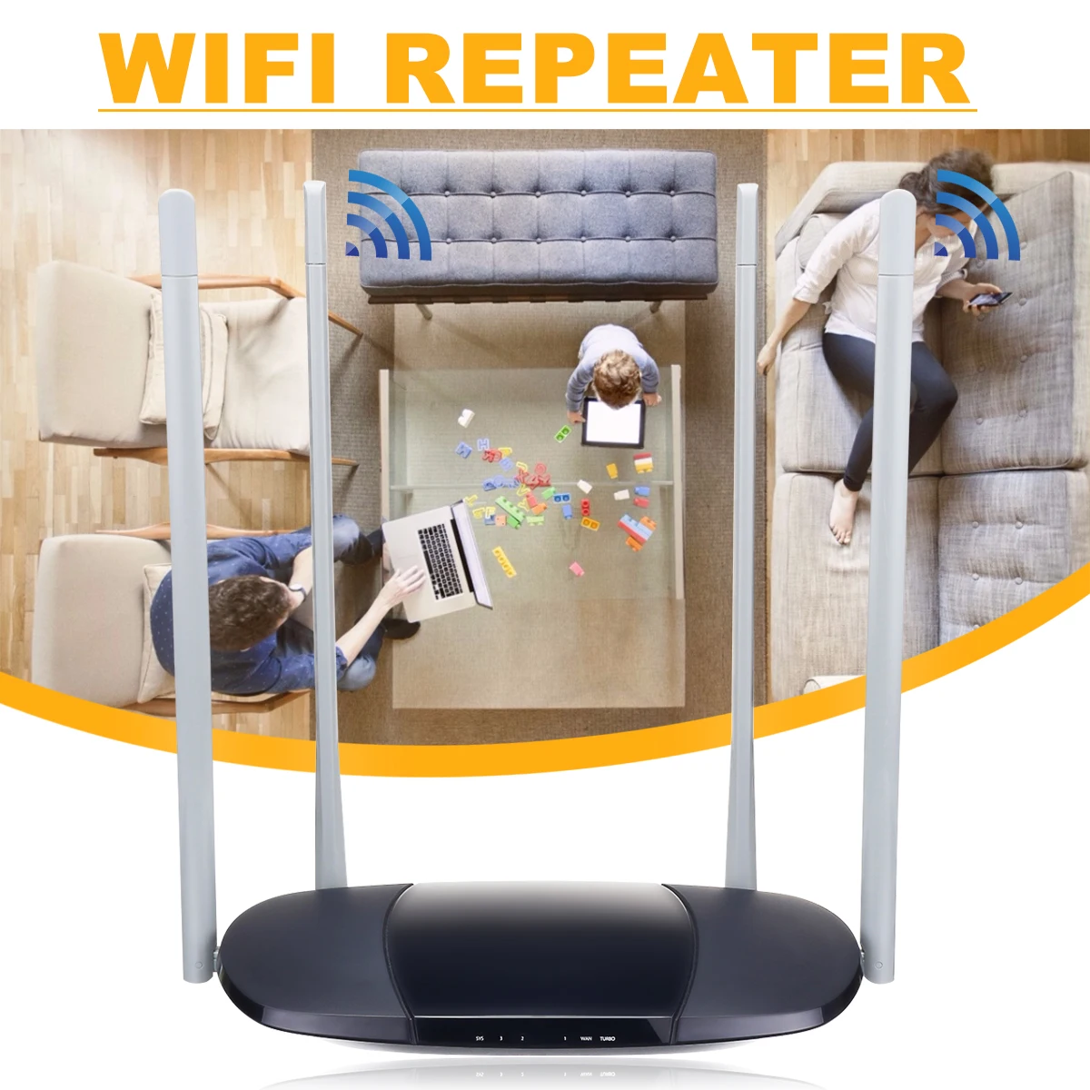 

Wifi Repeater High Speed 100M Fiber 300Mbps Wireless Wifi Router One-click Enhancement Wifi High Gain 4 Antenna