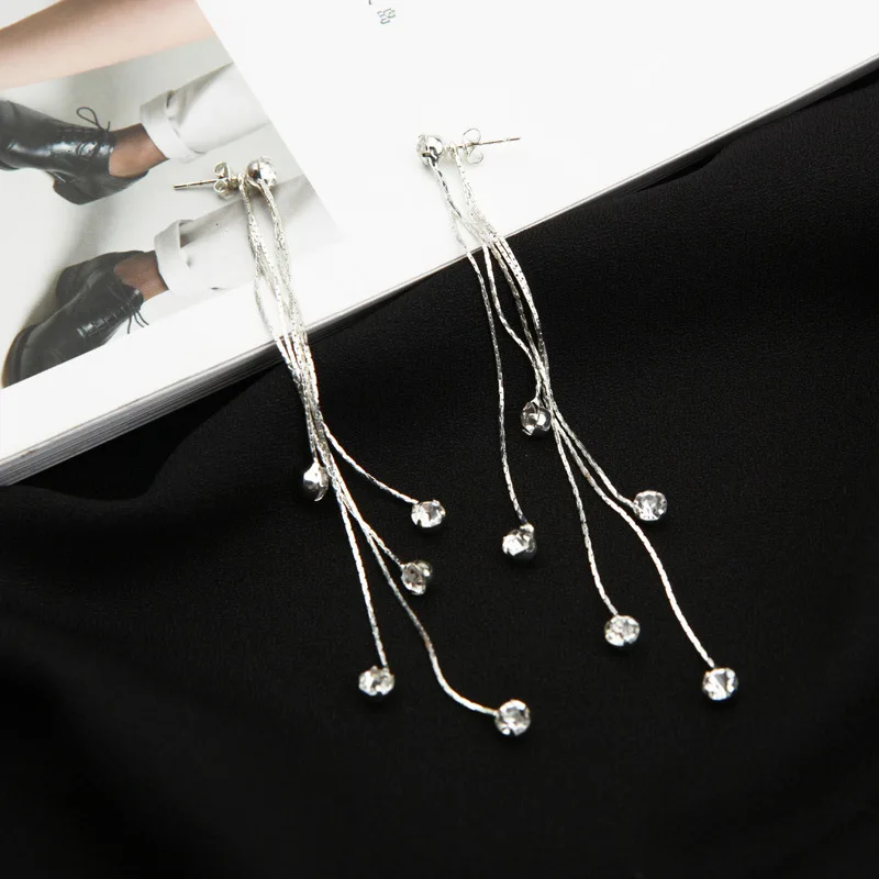 

Creative Earrings Long Tassel Earrings Extra Long Rhinestone Earrings