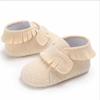 

Baby casual solid Tassel Soft Sole Leather Shoes Boys Girls kids Toddler Moccasin 0-18 Months