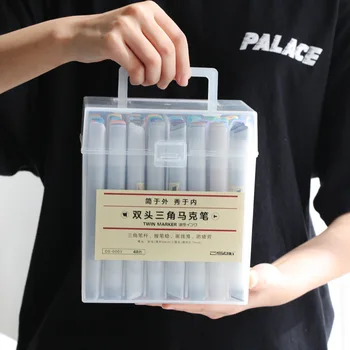 

24 Color Box-packed Double-headed Triangle Oiliness Paint Marker Pen For Animation Manga Students Mark Pen Art Stationery