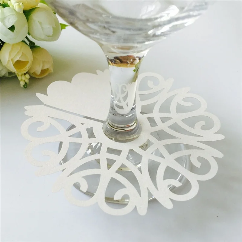 

50 Pcs Laser Cut Butterfly Shaped Paper Place Card Escort Card Cup Card Wine Glass Card For Wedding Decoration 8.8X8.8cm