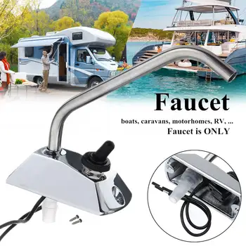 

12V Galley Full 360 Degree Rotation Faucet Tap With Switch For Caravan Boat Motorhome RV Zinc-alloy Metal Marine Hardware