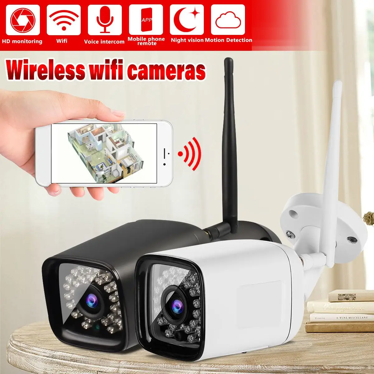 

720P/1080P Waterproof Outdoor WLAN WiFi Wireleess 1.0/2.0 Megapixel ONVIF Security CCTV IP Camera Surveillance Night Vision